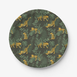 Exotische Party Tropischer Regenwald Leopard Muste Pappteller