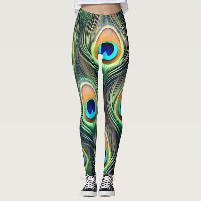 Exotische Pfauenfeder-Leggings Leggings (Vorderseite)