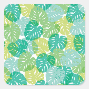 Exotische Pflanze: Tropical Monstera Quadratischer Aufkleber