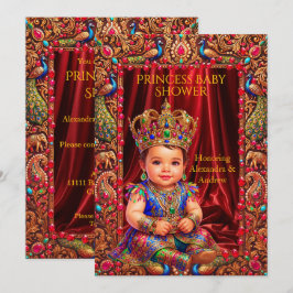 Exotische Prinzessin Baby Shower Krone Gold Mehrfa Einladung