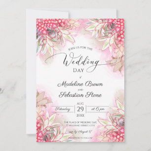 Exotische rosa Ananas Hochzeit Einladung