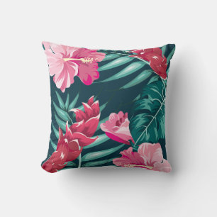 Exotische rosa Blume Monogramm Kissen