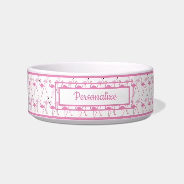 Exotische rosa Flamingo Muster Personalisierte Kat Napf (Vorderseite)