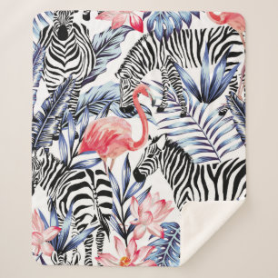 Exotische rosa Flamingo, Zebra im Hintergrund Somm Sherpadecke