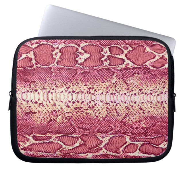 Exotische rosa Schlangen-Haut #3 Laptopschutzhülle (Vorderseite)