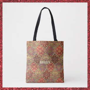 Exotische Rot-Gold- und Pflaumen-Perserteppich-Opt Tasche