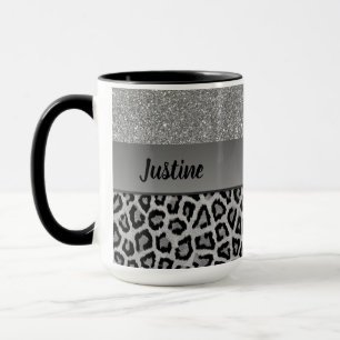 Exotische Schwarz-Graue Leopardendrucke Tasse