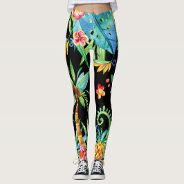 Exotische schwarze tropische Leggings