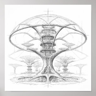 Exotische Science-Fiction-Kunst: Alien-Bio-Dom-Hyd Poster