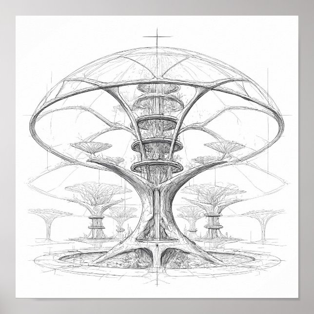 Exotische Science-Fiction-Kunst: Alien-Bio-Dom-Hyd Poster (Vorne)