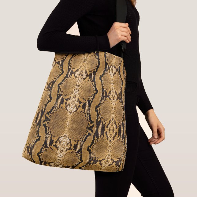 Exotische Snakeskin-Goldboa Tragetaschen Mit Langen Trägern (Von Nahem)