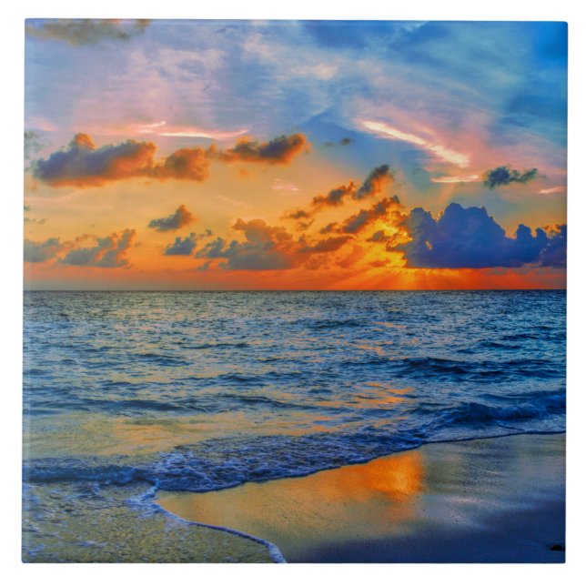 Exotische Sonnenuntergang Fliese (Vorderseite)