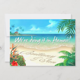 Exotische Strand Hawaiian Hochzeitsnamen im Sand Einladung
