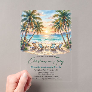 Exotische Strandpalmen Weihnachten im Juli Acryleinladungen