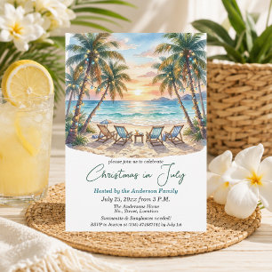 Exotische Strandpalmen Weihnachten im Juli Einladung