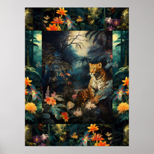 Exotische Tiger in waldreichen Kunstsammlungen Poster