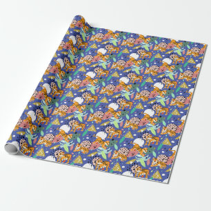 Exotische Tiger: Trendiges geometrisches Muster. Geschenkpapier