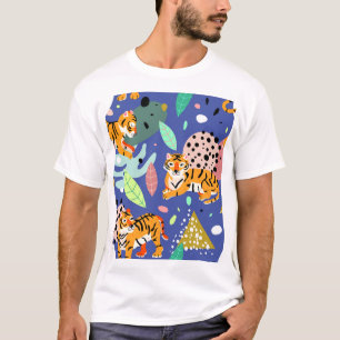 Exotische Tiger: Trendiges geometrisches Muster. T-Shirt