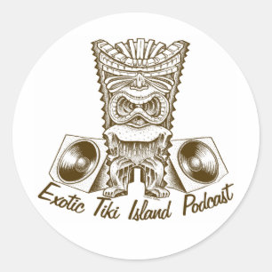 Exotische Tiki Inselpodcast-Aufkleber Runder Aufkleber