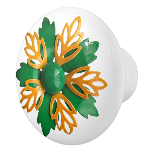 Exotische Tropengrün-Orangenblossom Hippie-Blume Keramikknauf (Rechts)