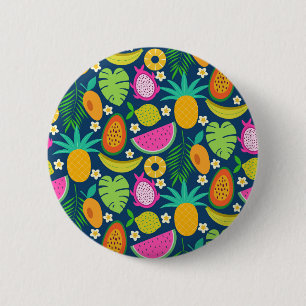 Exotische tropische Ananas Banane Drachenfrucht  Button