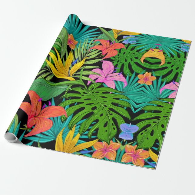 Exotische tropische Blätter, Blume-Umschlagpapier Geschenkpapier (Ungerollt)