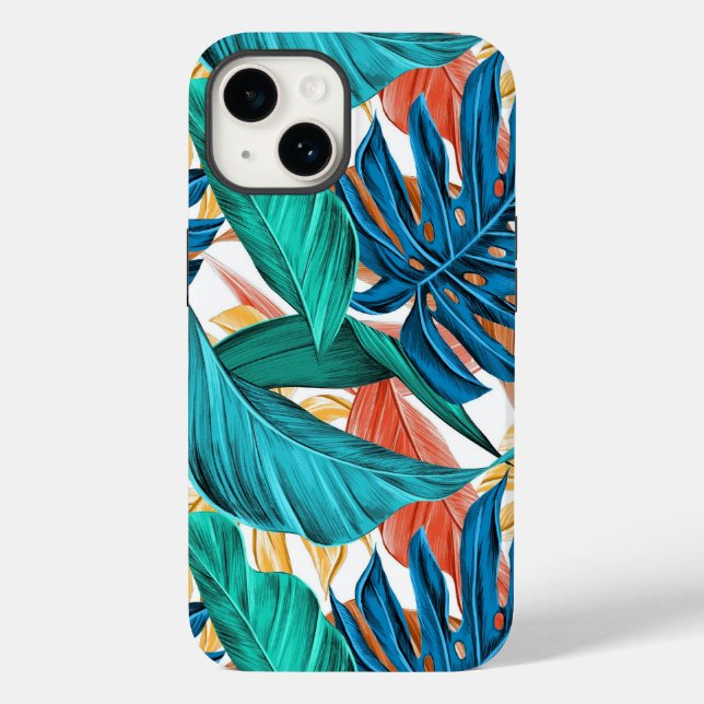 Exotische tropische Blätter Case-Mate iPhone 14 Hülle (Rückseite)