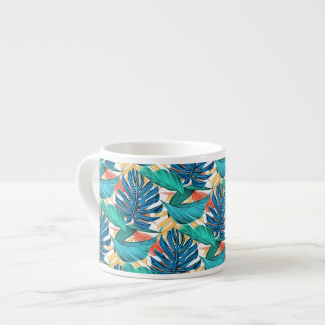 Exotische tropische Blätter Espresso Cup Espressotasse (Vorderseite Links)