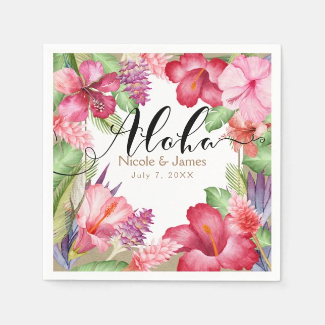 Exotische tropische Blume Elegant Hawaiian Aloha Serviette (Vorderseite)