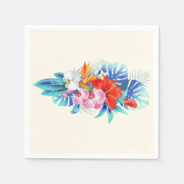 Exotische tropische Blume in Rosa und Aqua Serviette