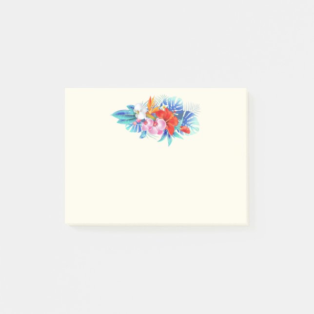 Exotische tropische Blume in Rosa und Türkis Post-it Klebezettel (Vorderseite)