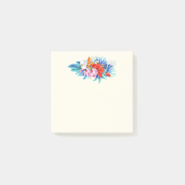Exotische tropische Blume in Rosa und Türkis Post-it Klebezettel (Vorderseite)