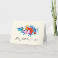 Exotische tropische Blume - Rosa & Aqua zum Geburt