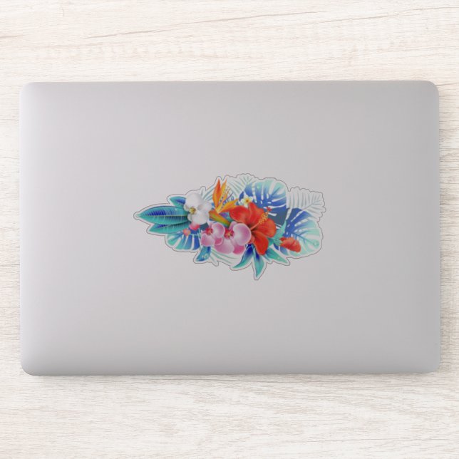 Exotische tropische Blume - Rosa und Aquamarine Aufkleber (Computer)