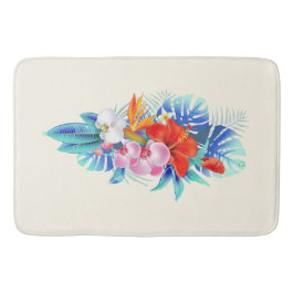 Exotische tropische Blume - Rosa und Aquamarine Badematte