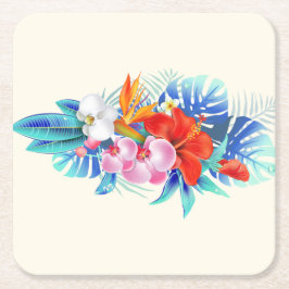 Exotische tropische Blume - Rosa und Aquamarine Rechteckiger Pappuntersetzer