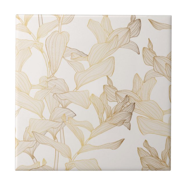 Exotische tropische goldene Linien Illustration. Fliese (Vorderseite)