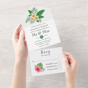 Exotische Tropische Hochzeit All In One Einladung