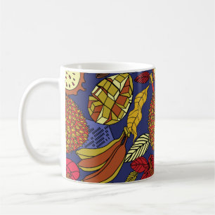 Exotische tropische Mischung von Früchten. Blüte Kaffeetasse