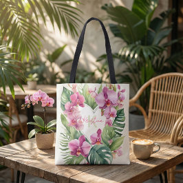 Exotische tropische Orchidee Aquarell Blumiges Her Tasche