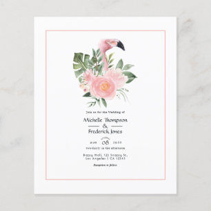 Exotische tropische rosa Flamingo Hochzeitseinladu Flyer