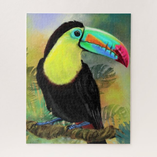 Exotische tropische Toco Toucan Bird Malerei Migne (Vertikal)