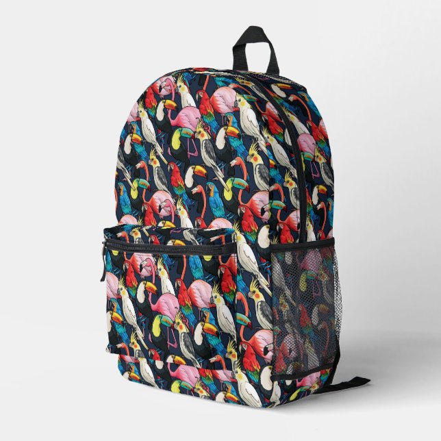 Exotische Vögel Bedruckter Rucksack (Rückseitige Ecke Rechts)