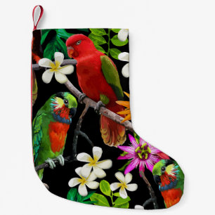 Exotische Vögel Schöne Blume Muster Kleiner Weihnachtsstrumpf