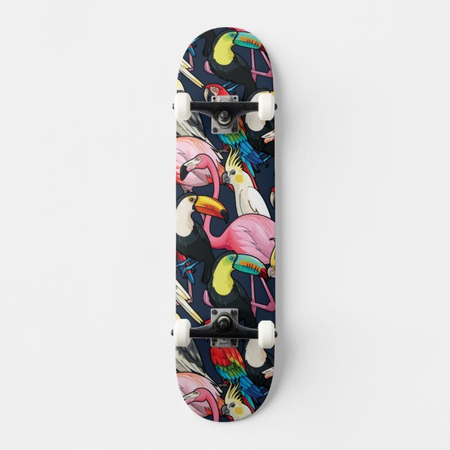 Exotische Vögel Skateboard (Vorderseite)