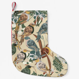 Exotische Vögel: Tropische Nahtlose Schrift. Kleiner Weihnachtsstrumpf