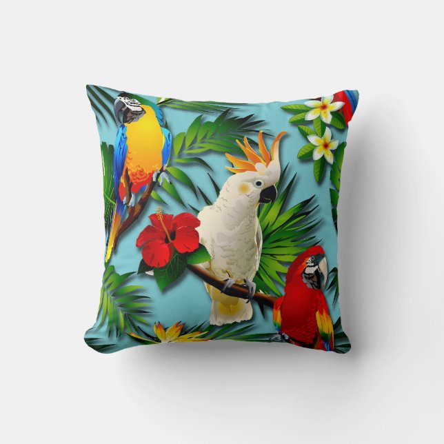 Exotische Vogel-tropisches Wurfs-Kissen Kissen (Vorderseite)