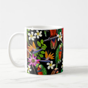 exotische Vögel und wunderschöne Blume Kaffeetasse