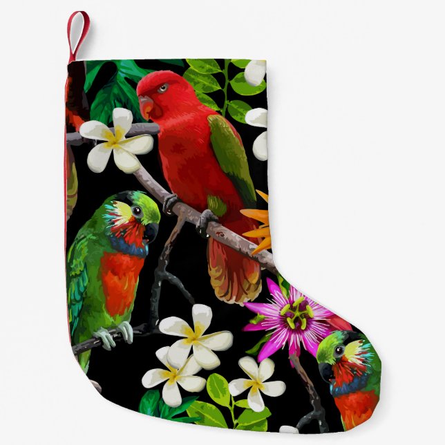 exotische Vögel und wunderschöne Blume Kleiner Weihnachtsstrumpf (Vorderseite)