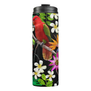 exotische Vögel und wunderschöne Blume Thermosbecher